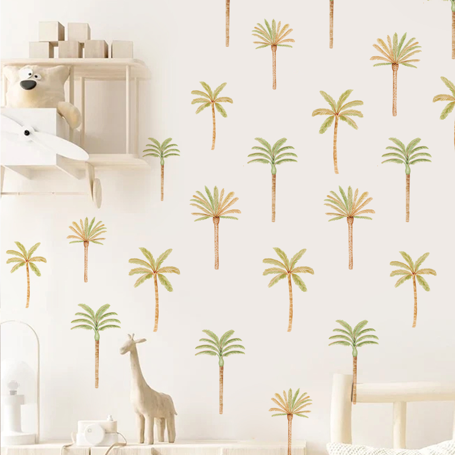 Baby Nursery Wallpaper - Boho pohon kelapa stiker dinding untuk