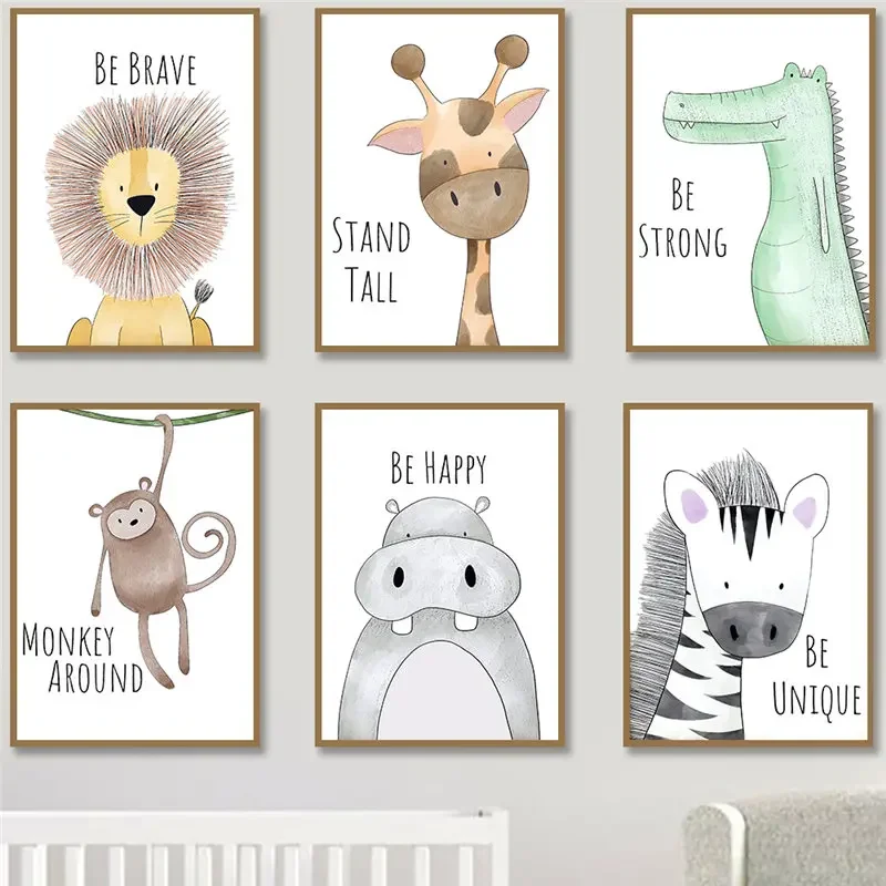 Baby Nursery Giraffe - Seni Dinding Kamar Anak Poster Hewan