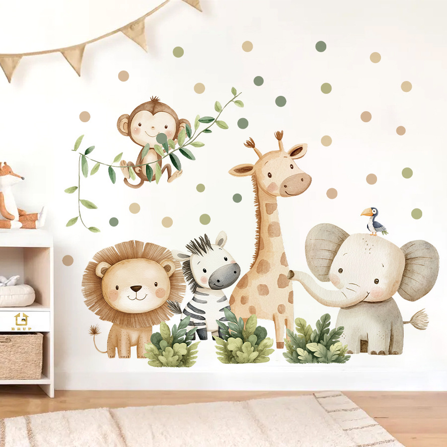 Baby Nursery Giraffe - Stiker Dinding Hewan Hutan Boho untuk