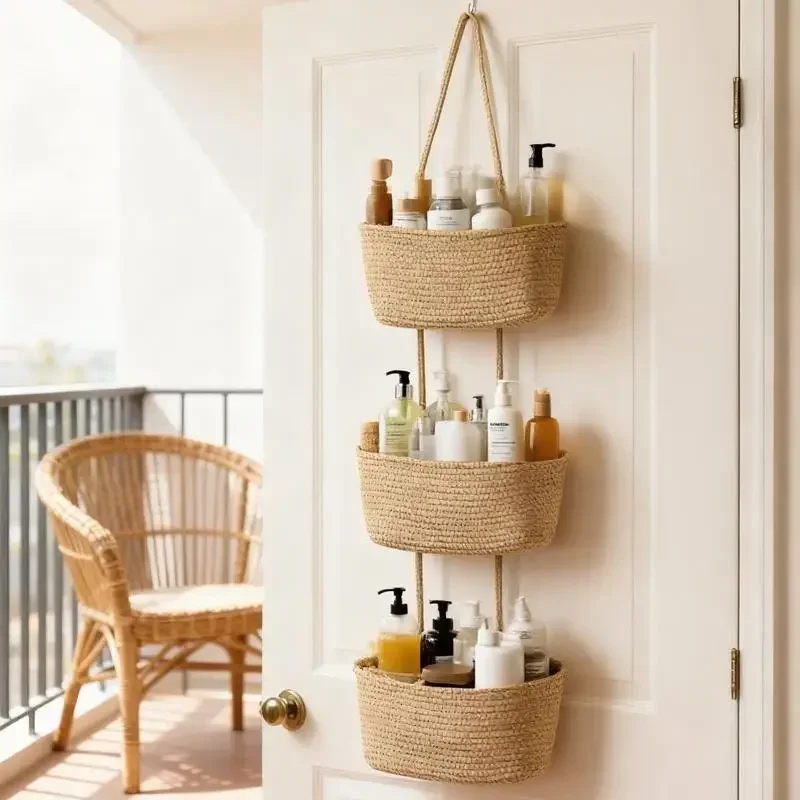 Baby Nursery Hooks - Keranjang Penyimpanan Gantung 3-Tingkat dari Katun