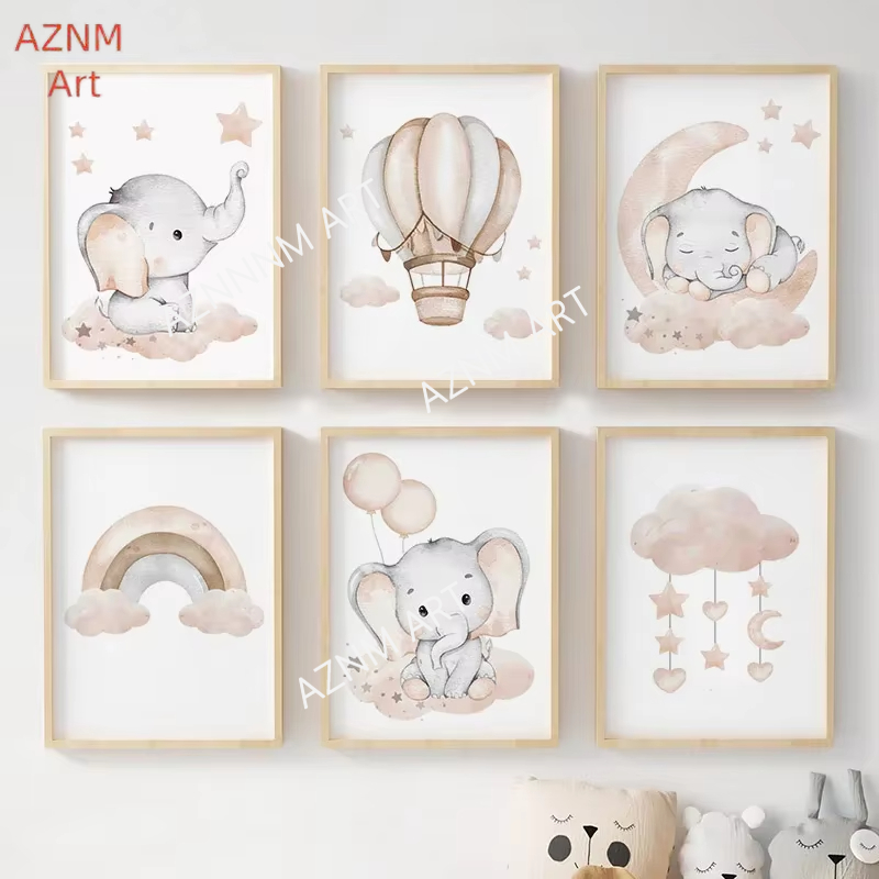 Baby Nursery Posters - Poster Bayi Anak-anak Ayunan Awan Bintang