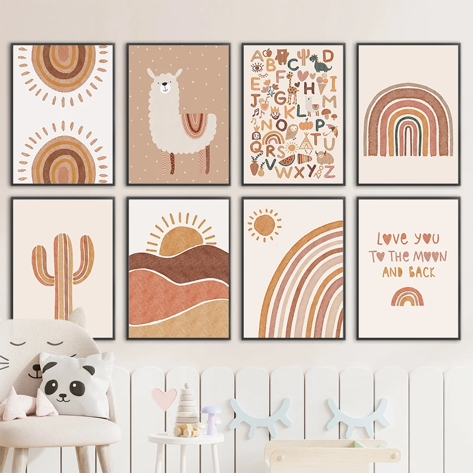 Baby Nursery Jungle - Lukisan Kanvas Seni Dinding Kamar Anak