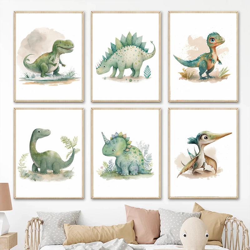 Baby Nursery Jungle - Poster Baby Shower Dino Kawaii Hutan