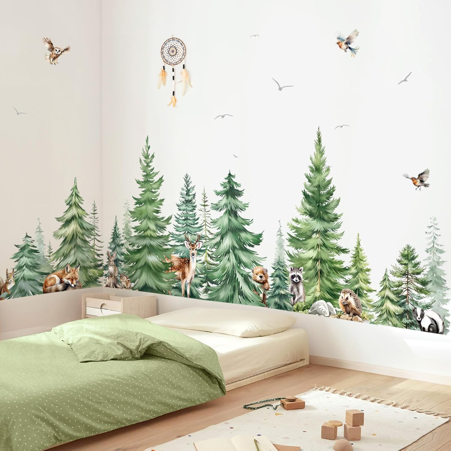 Baby Nursery Wallpaper - Stiker Dinding Hewan Pohon Pinus Cat