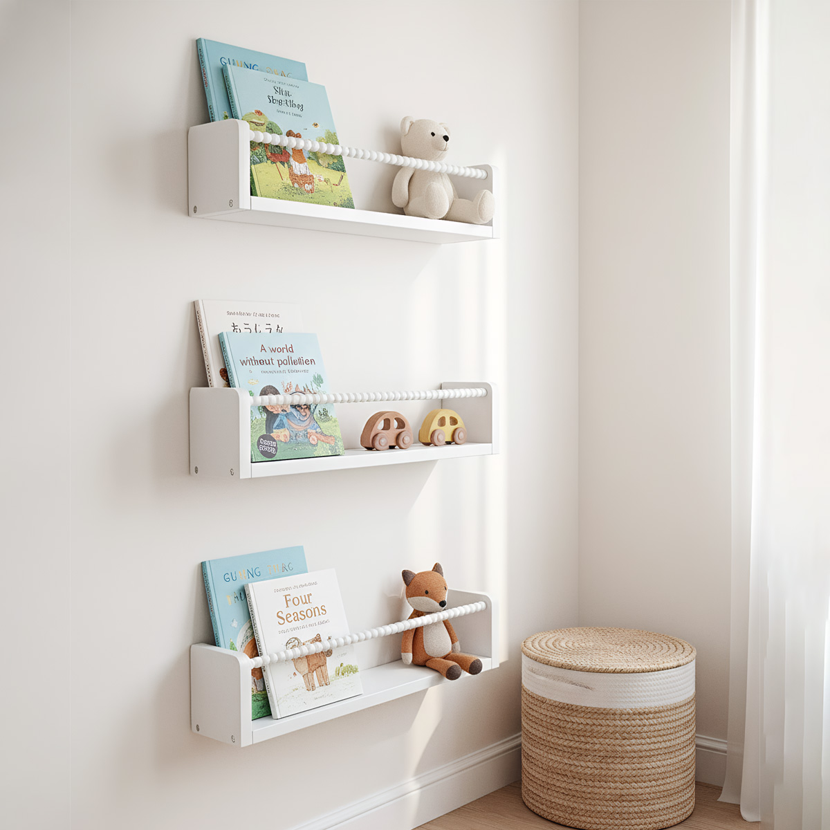 Baby Nursery Floating Shelves - Rak Buku Anak, Rak Buku Kayu
