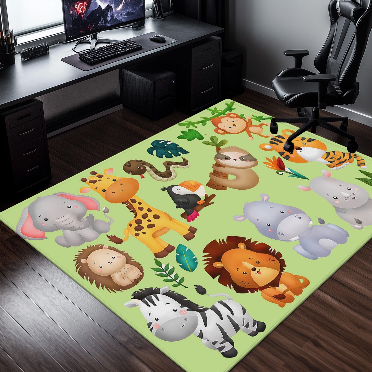 Baby Nursery Jungle - Karpet Beludru Kristal Motif Hewan Hutan