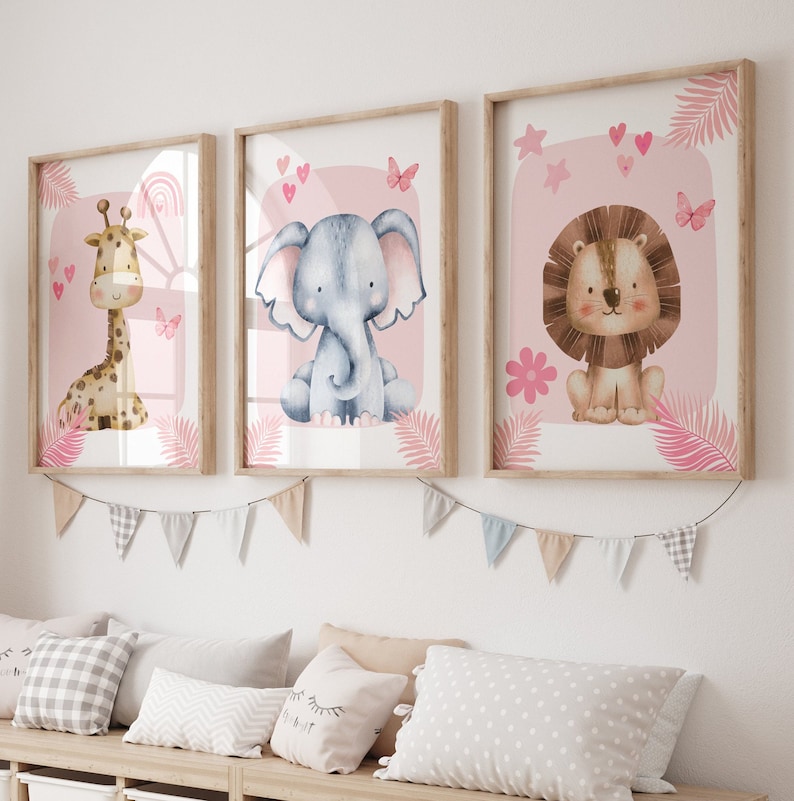 Baby Nursery Giraffe - 1/3 Buah Poster Seni Dinding Safari