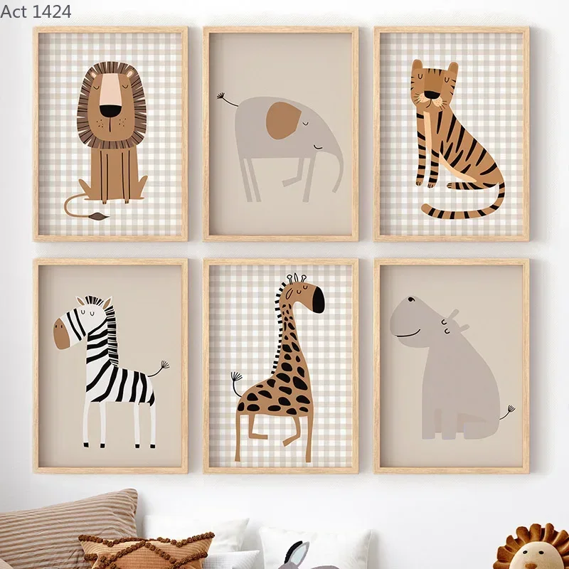 Baby Nursery Jungle - Lukisan Kanvas Hewan Hutan Singa Harimau