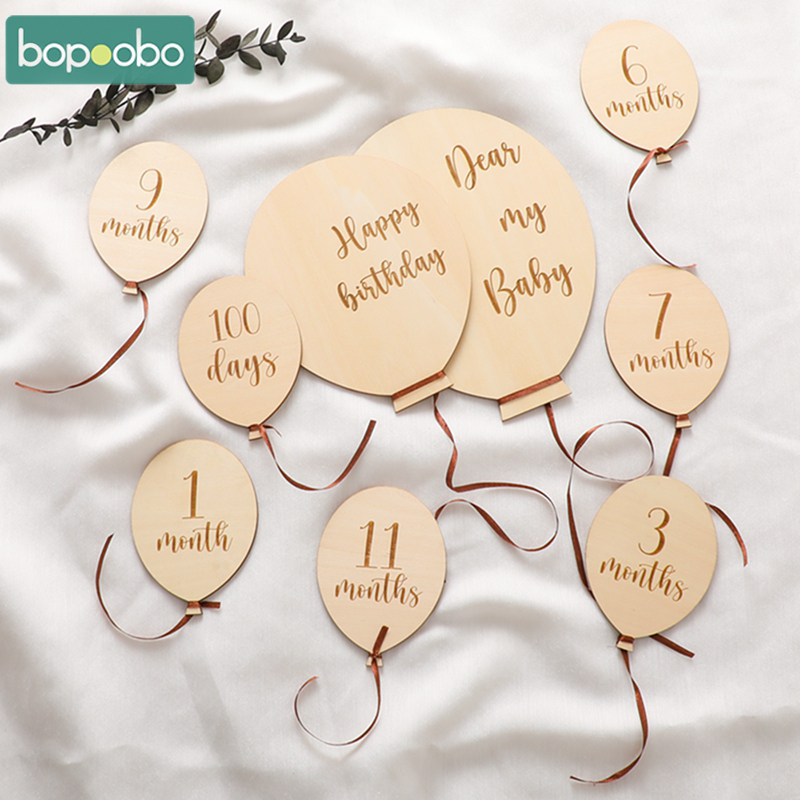 Milestone Card Set - 9 buah balon kayu bayi kartu