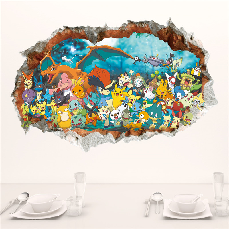 Wall Decal Nursery - Stiker dinding kartun 4:pikachu, untuk ruang