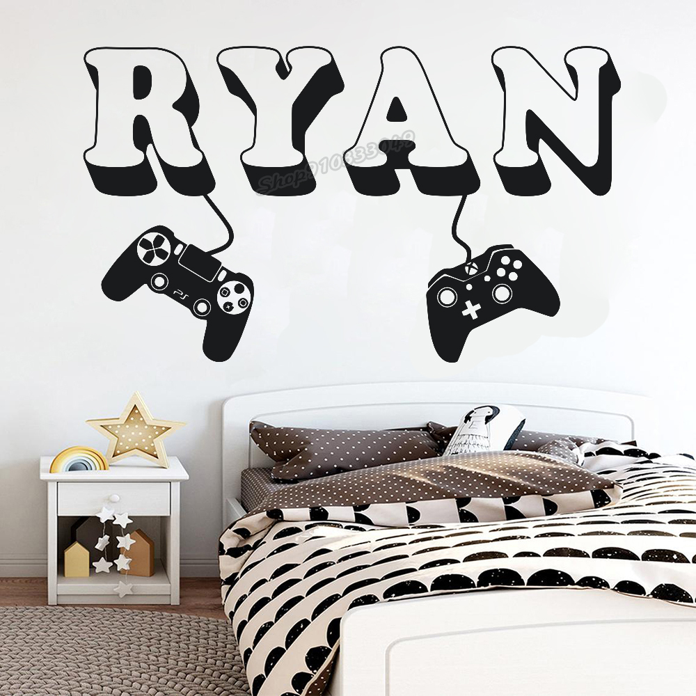 Baby Name Wall Art - Gamer Stiker Dinding Nama Kustom Controller