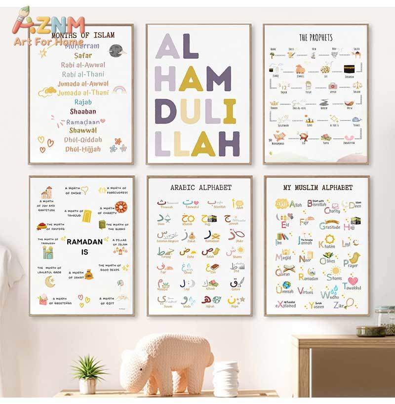 Baby Nursery Posters - Islam Muslim Nabi Alfabet Arab Allah
