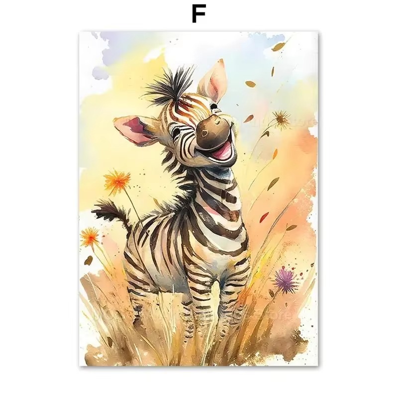 Baby Nursery Giraffe - Lukisan Kanvas Seni Dinding Kamar Anak