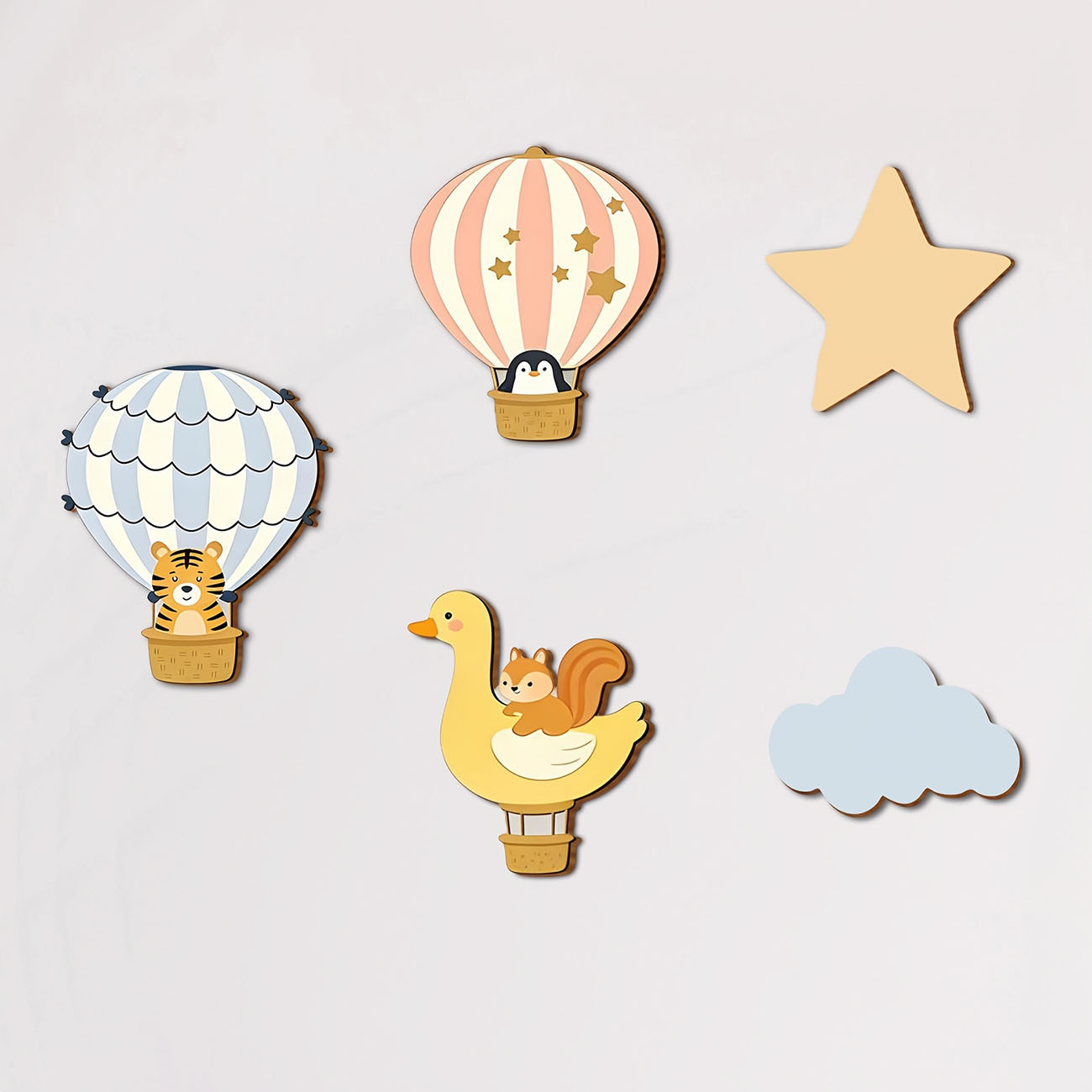 Baby Nursery Wallpaper - 5 Buah Stiker Dinding Kayu Balon