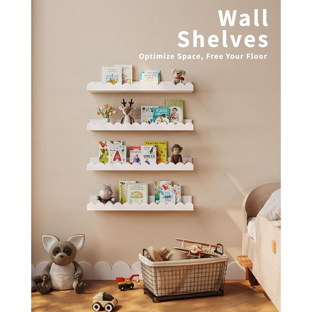 4 Paket Rak Dinding Putih, Rak - Baby Nursery Floating Shelves ulasan dan harga
