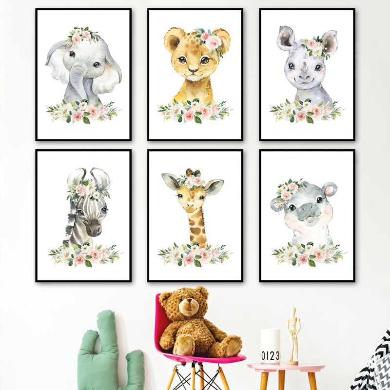 Cetakan Kanvas Hewan Hutan Bun - Baby Nursery Jungle ulasan dan harga