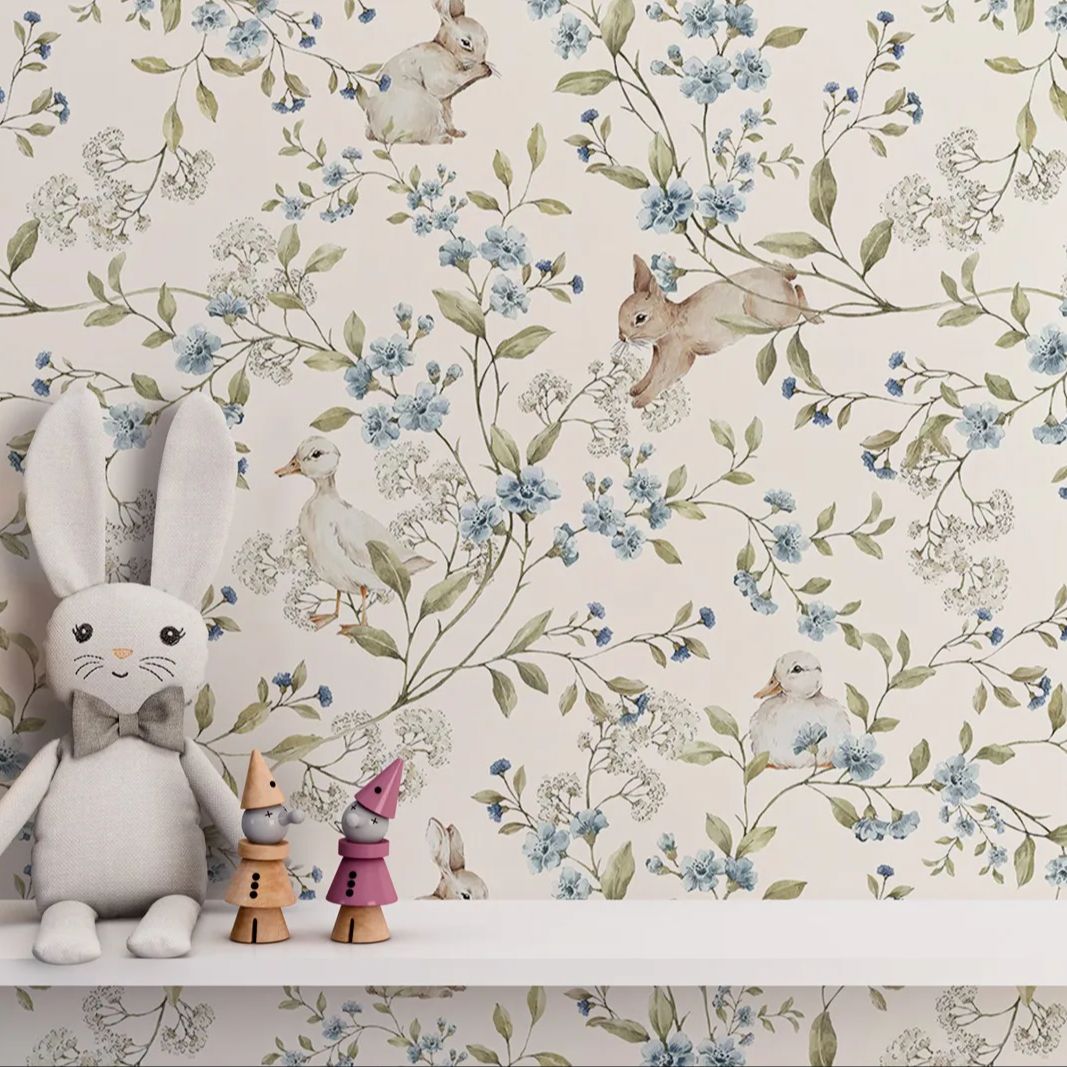 Wallpaper Kelinci dan Bebek, K - Baby Nursery Wallpaper ulasan dan harga