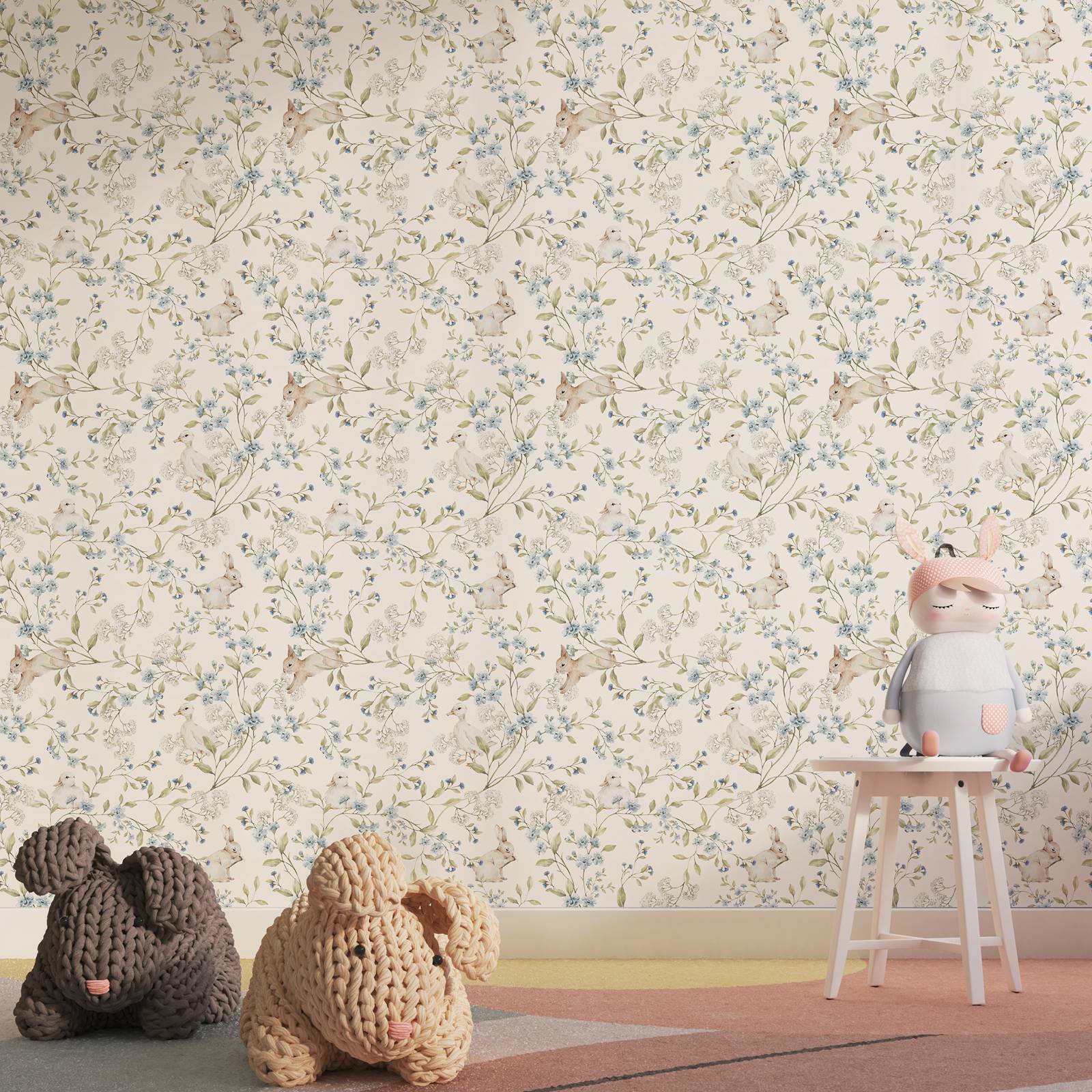 Wallpaper Kelinci dan Bebek, K - Baby Nursery Wallpaper ulasan dan harga