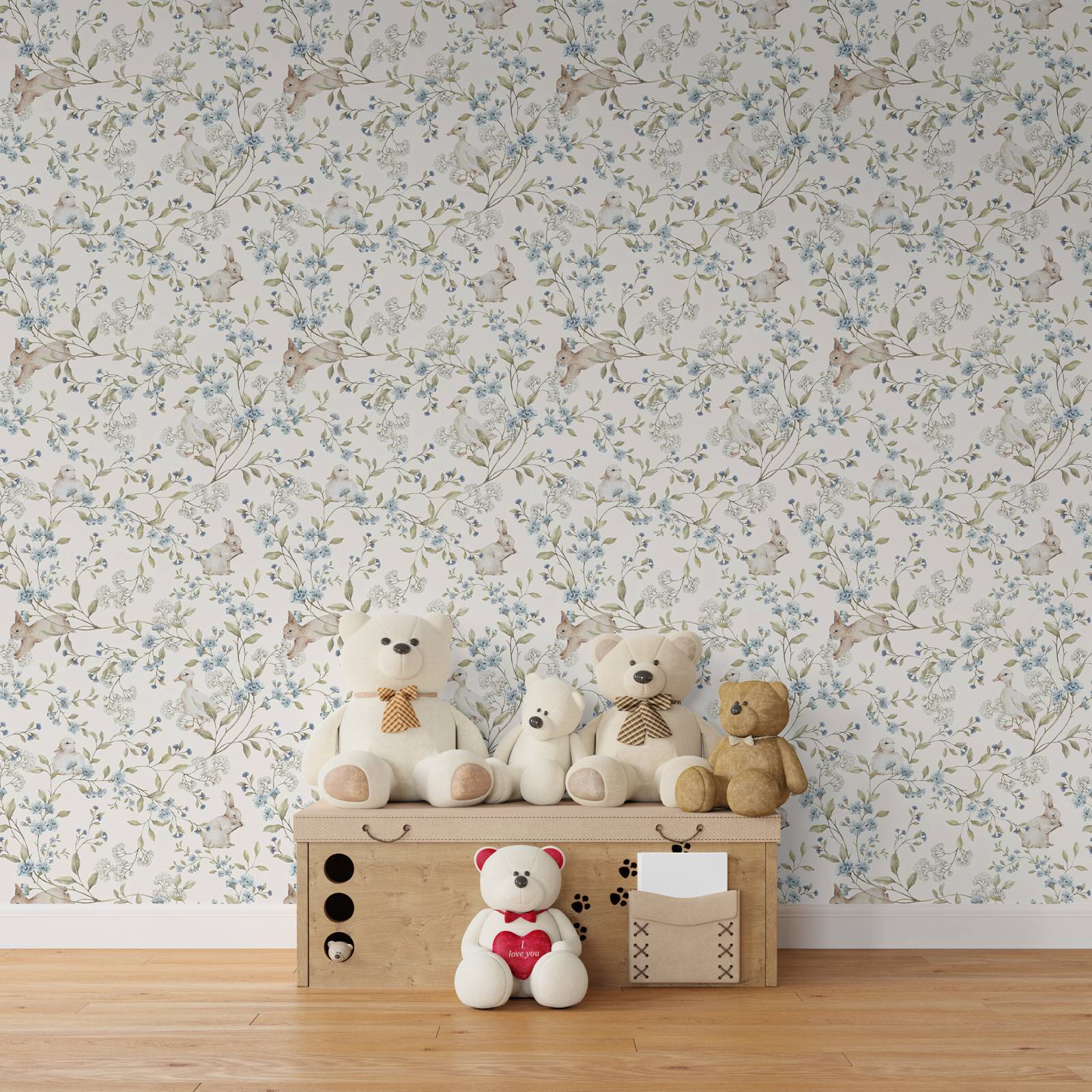 Wallpaper Kelinci dan Bebek, K - Baby Nursery Wallpaper ulasan dan harga