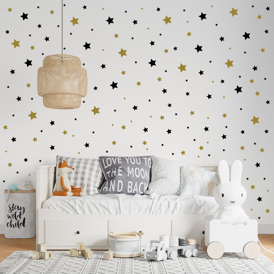 Stiker dinding bintang kartun  - Baby Nursery Wallpaper ulasan dan harga