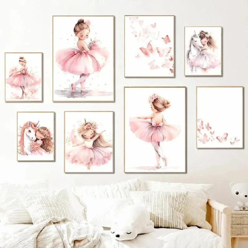 Poster Kupu-kupu Unicorn Gadis - Baby Nursery Posters ulasan dan harga