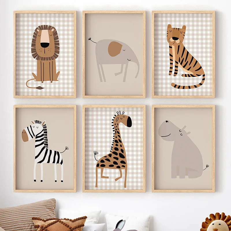(Tanpa Bingkai) Lukisan Kanvas - Baby Nursery Jungle ulasan dan harga