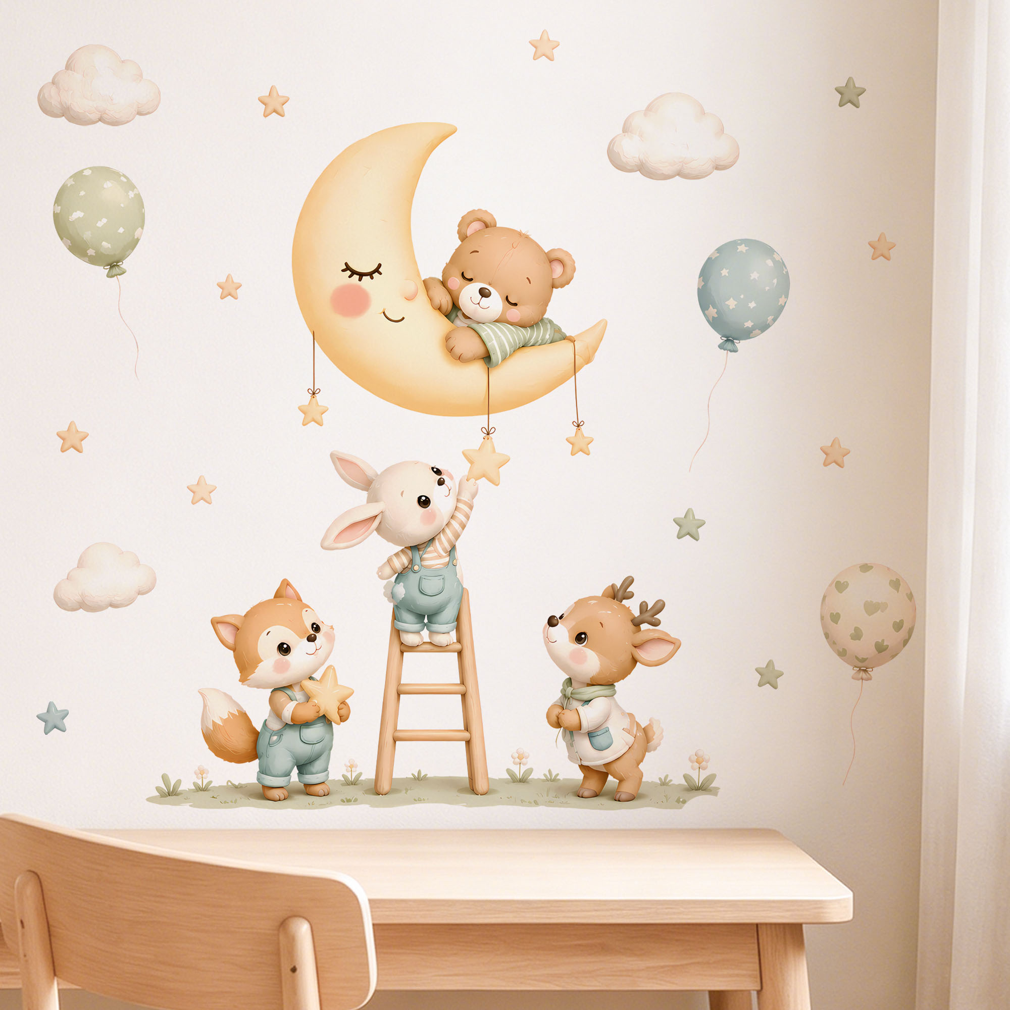Stiker Dinding Hewan Hutan, De - Baby Nursery Wallpaper ulasan dan harga