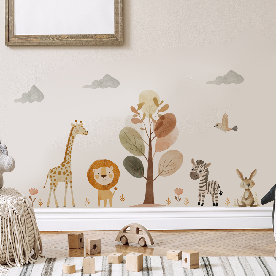 Stiker dinding kartun pohon Ze - Baby Nursery Giraffe ulasan dan harga