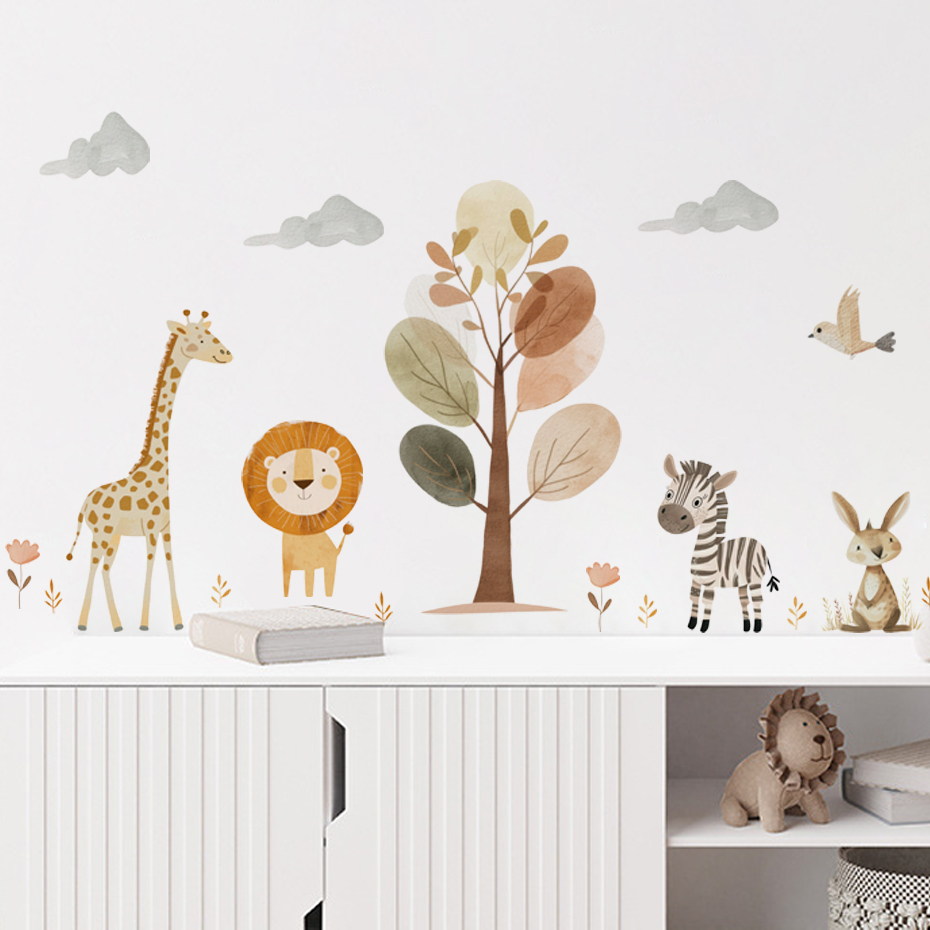 Stiker dinding kartun pohon Ze - Baby Nursery Giraffe ulasan dan harga