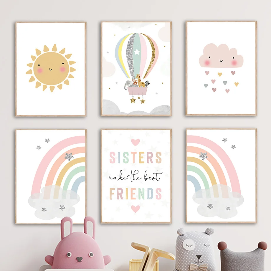 Jerapah Gajah Balon Udara Mata - Baby Nursery Posters ulasan dan harga