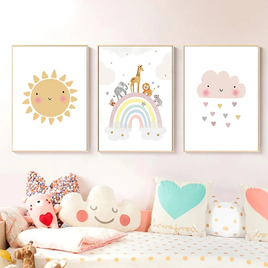 Jerapah Gajah Balon Udara Mata - Baby Nursery Posters ulasan dan harga