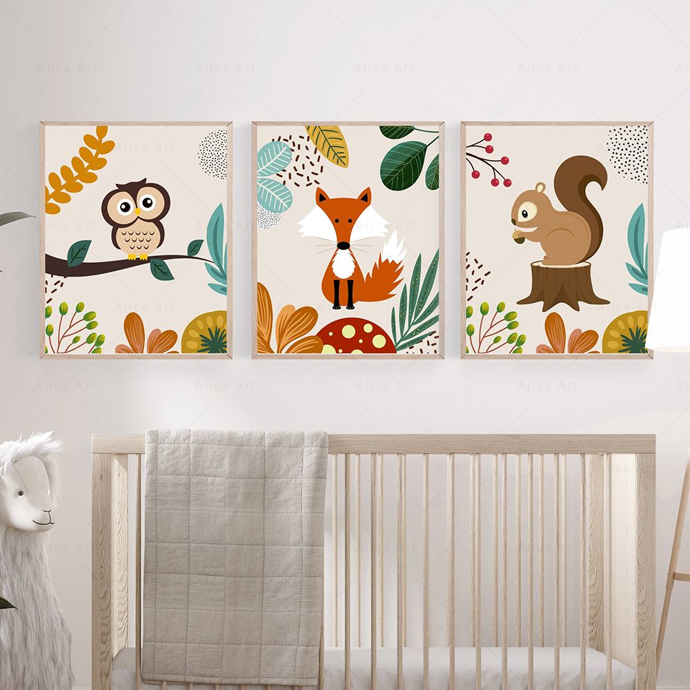Boho Monyet Singa Jerapah Buru - Baby Nursery Posters ulasan dan harga