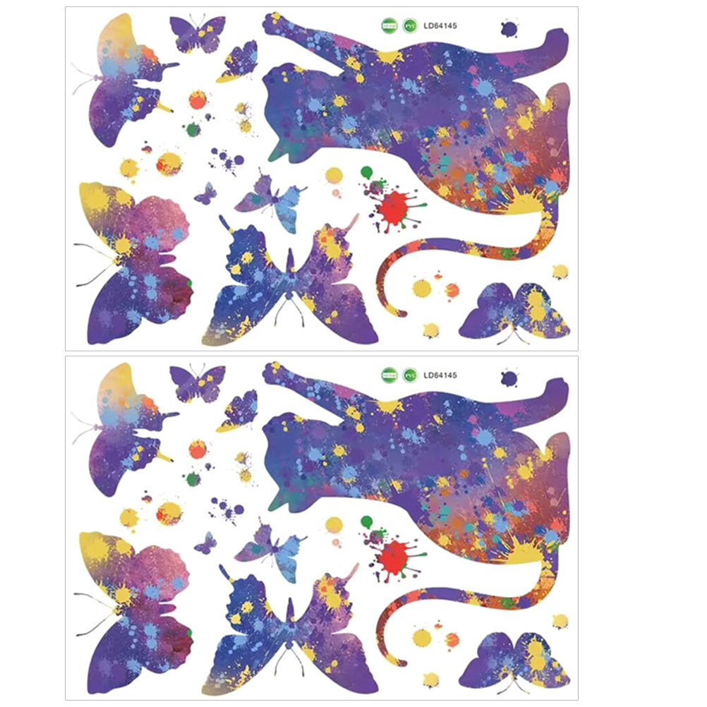 2 Lembar Stiker Kucing untuk D - Wall Decal Nursery ulasan dan harga