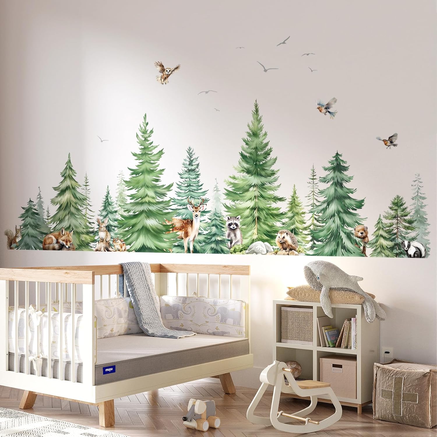 Stiker Dinding Hewan Pohon Pin - Baby Nursery Wallpaper ulasan dan harga