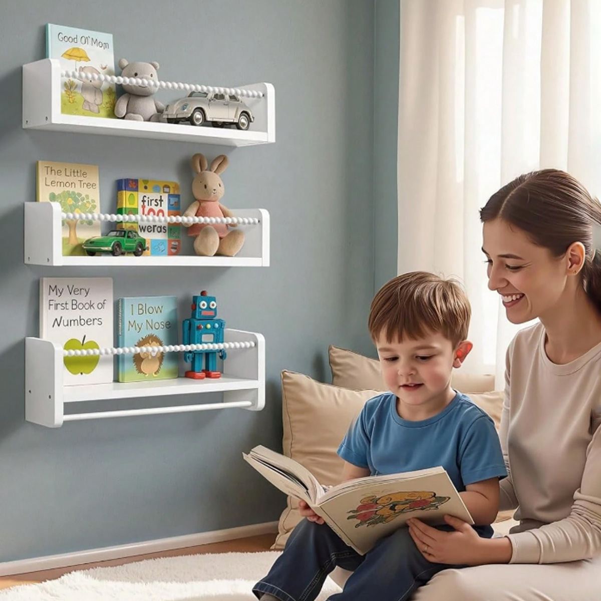 Rak Buku Anak, Rak Buku Kayu M - Baby Nursery Floating Shelves ulasan dan harga