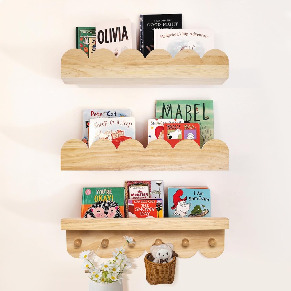 Rak Buku Anak 3 Buah Rak Kayu  - Baby Nursery Floating Shelves ulasan dan harga