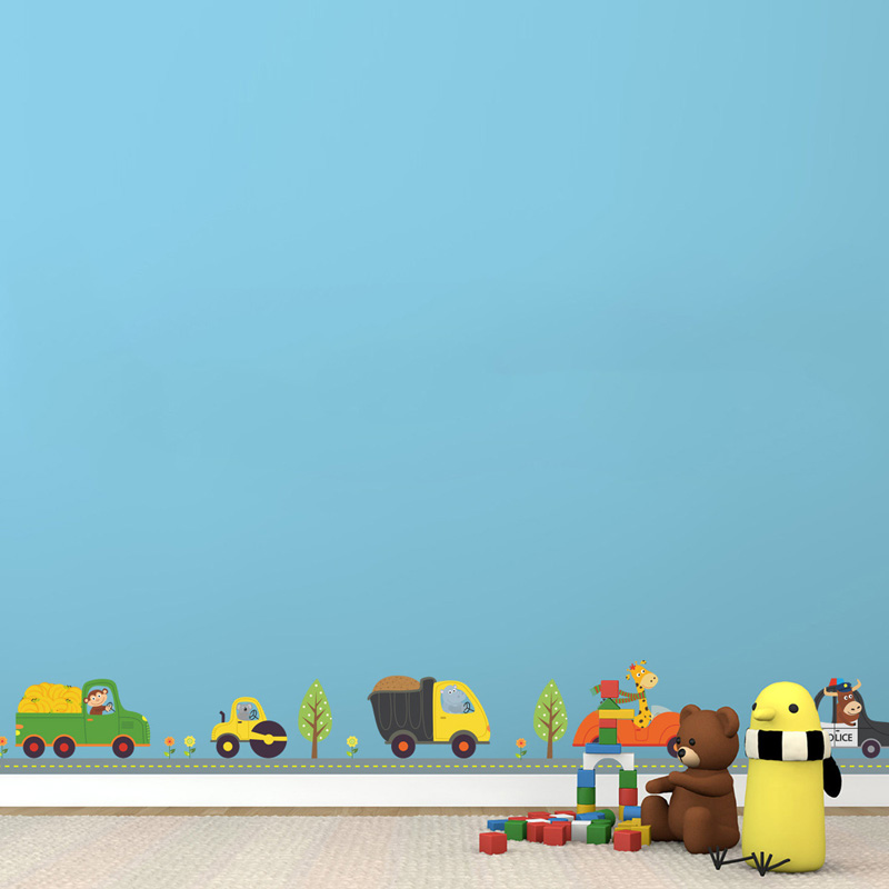Stiker dinding Mobil binatang  - Baby Nursery Wallpaper ulasan dan harga