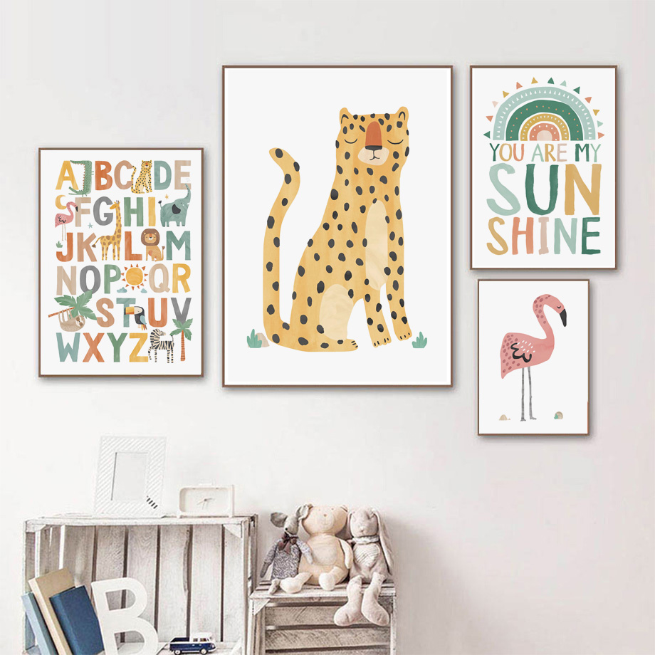 Seni Dinding Kanvas Poster Cet - Baby Nursery Jungle ulasan dan harga
