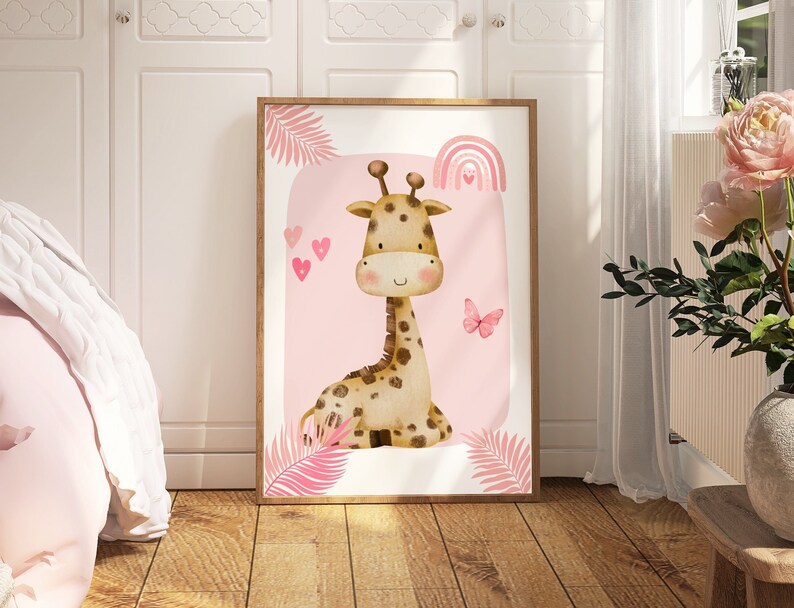 1/3 Buah Poster Seni Dinding S - Baby Nursery Giraffe ulasan dan harga