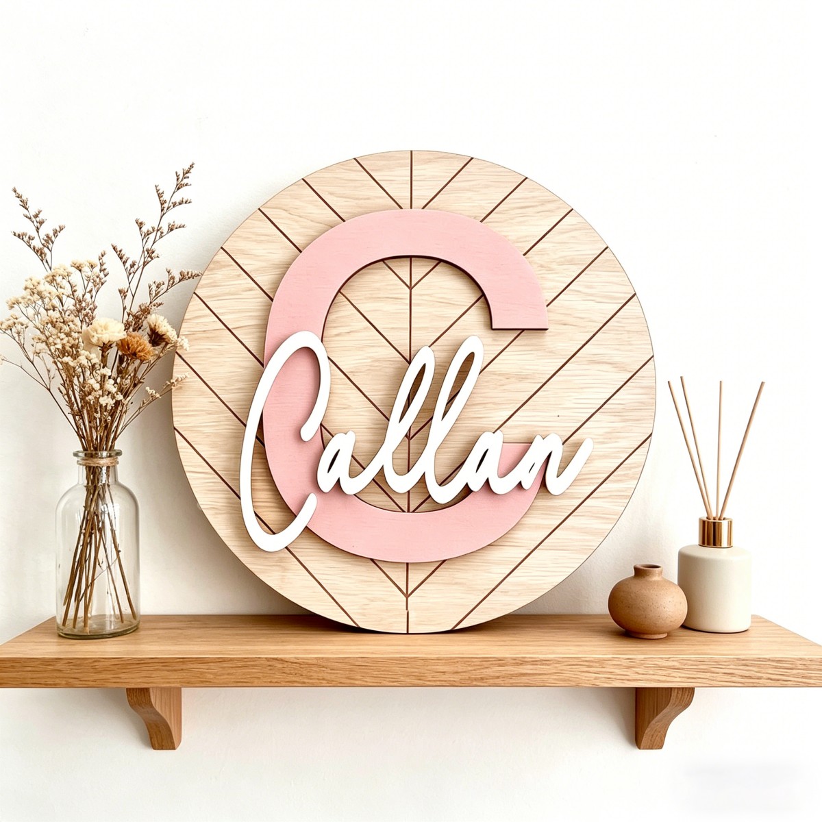 1 Buah Plakat Nama Kayu Geomet - Baby Nursery Office ulasan dan harga
