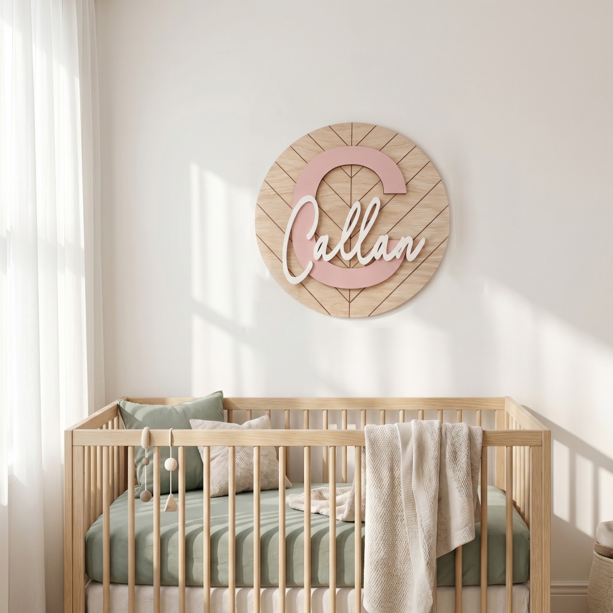 1 Buah Plakat Nama Kayu Geomet - Baby Nursery Office ulasan dan harga