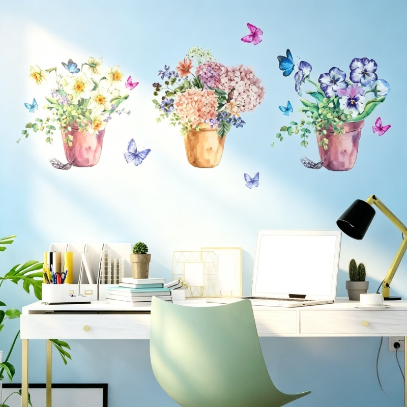 Stiker Dinding Hydrangea Pansy - Wall Decal Nursery ulasan dan harga