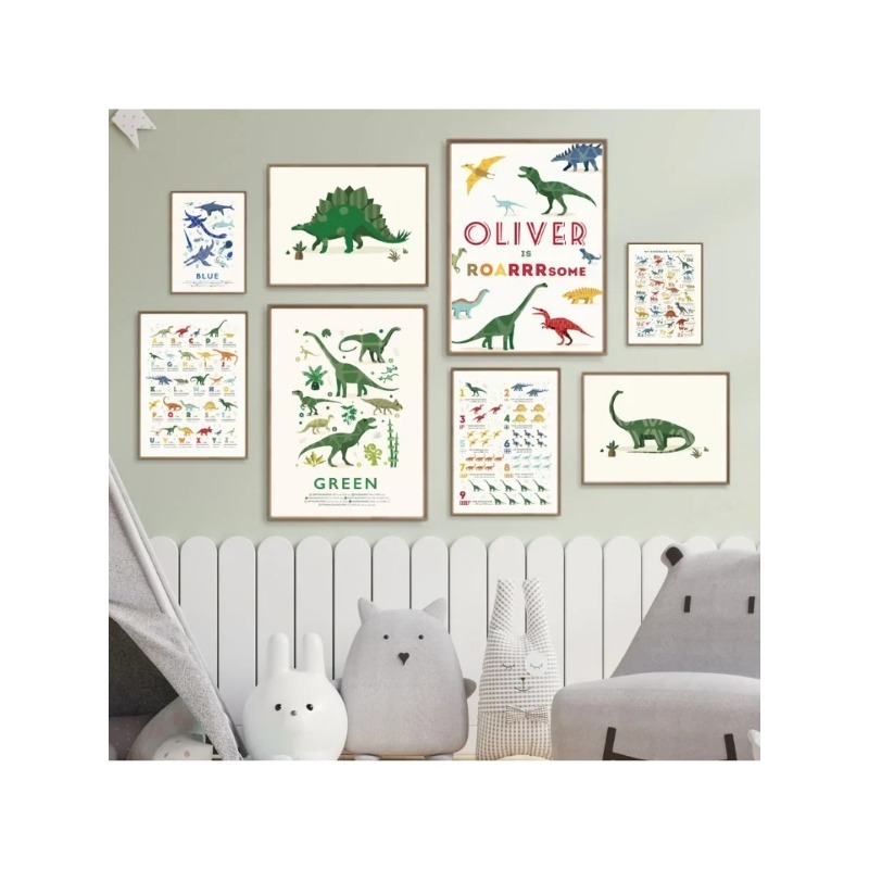Angka Dinosaurus Edukatif ABC  - Baby Name Wall Art ulasan dan harga