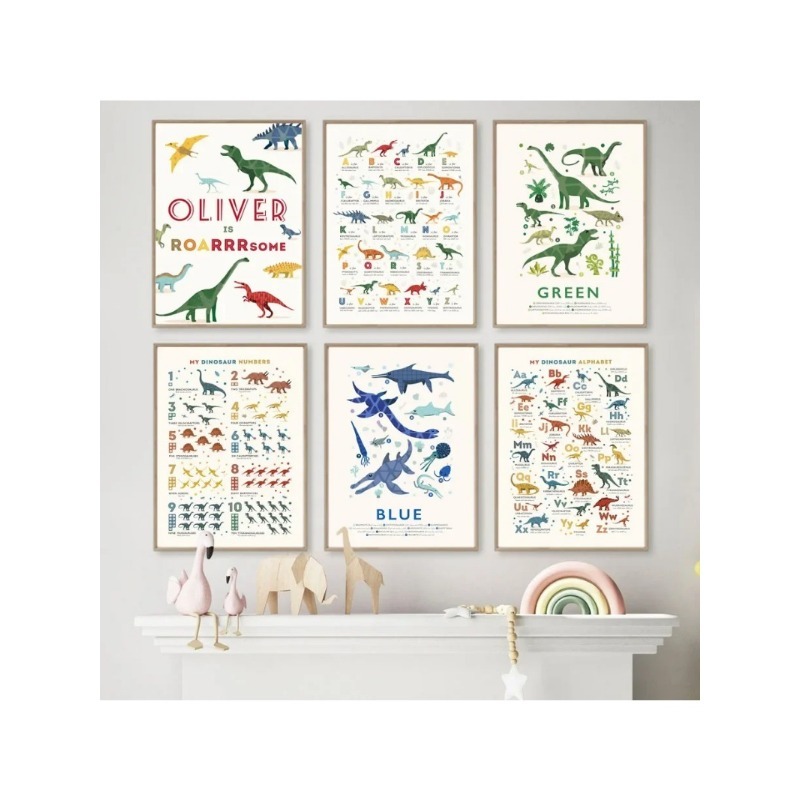 Angka Dinosaurus Edukatif ABC  - Baby Name Wall Art ulasan dan harga