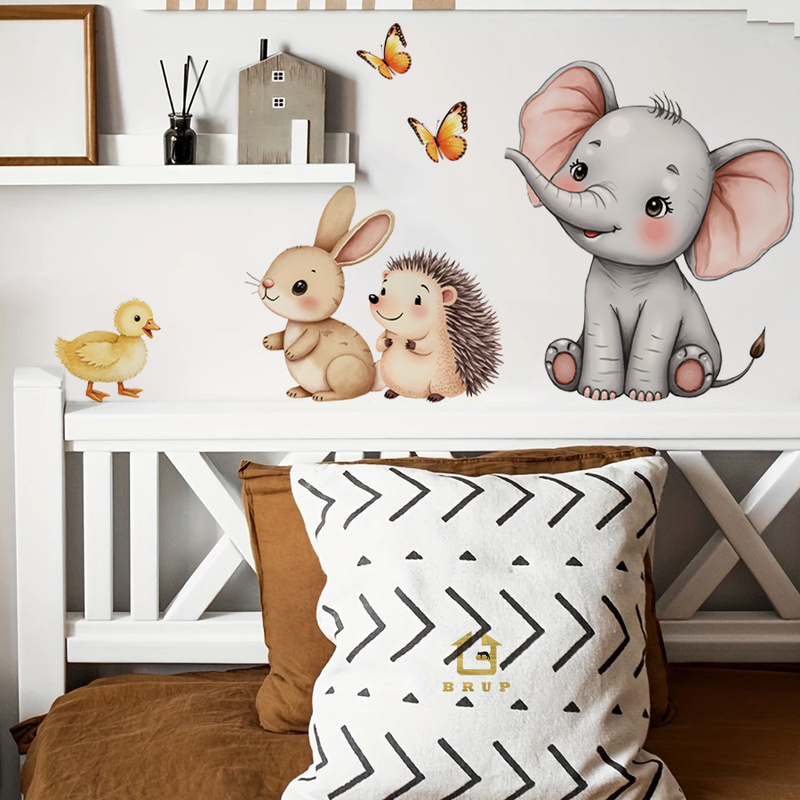 Stiker Dinding Hewan Kartun-St - Baby Nursery Wallpaper ulasan dan harga