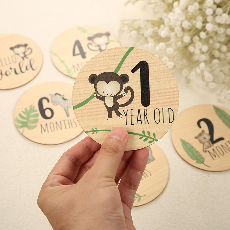 7 buah kartu tonggak bayi kayu - Milestone Card Set ulasan dan harga