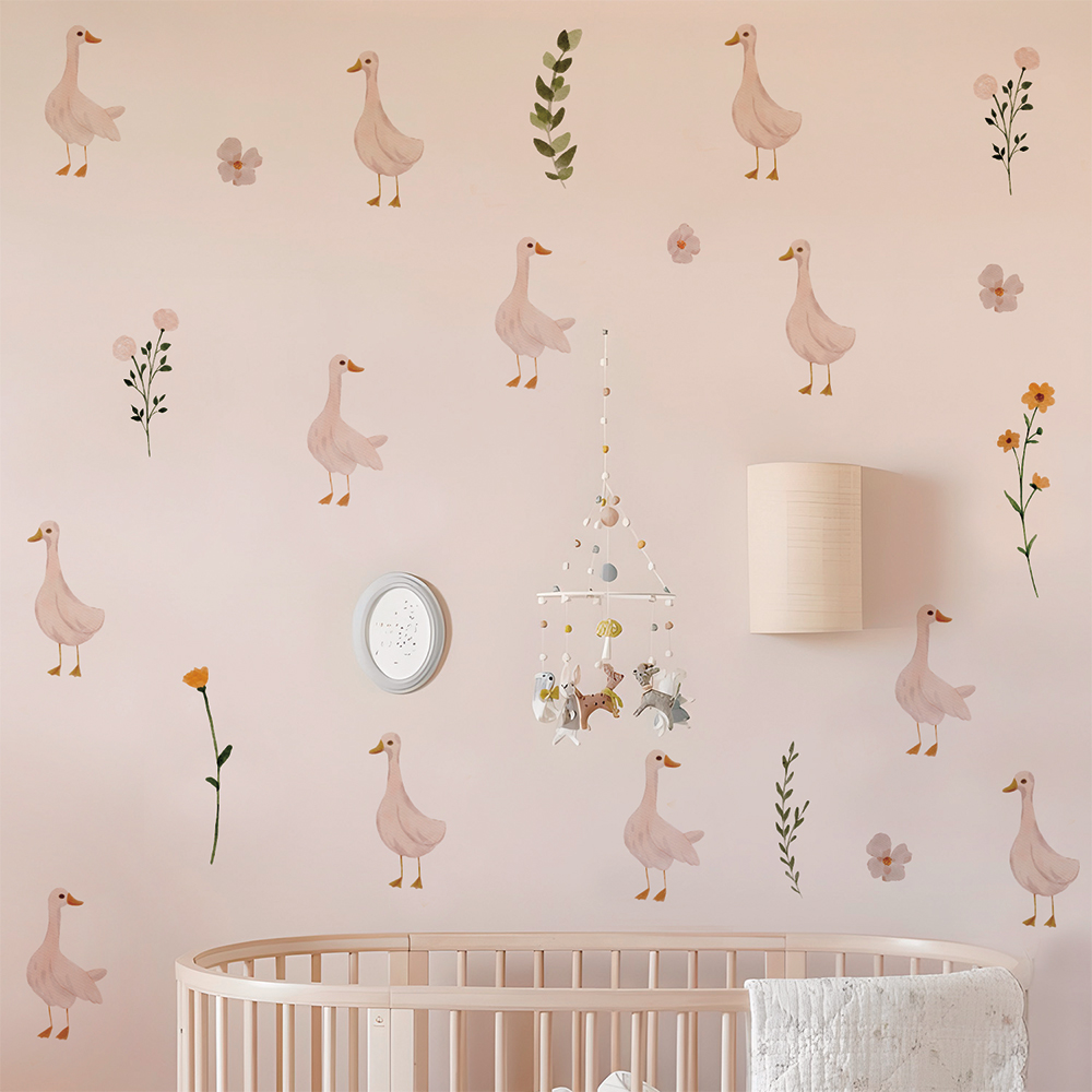 Set Stiker Dinding Flora Angsa - Baby Nursery Wallpaper ulasan dan harga