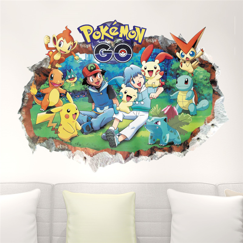 Stiker dinding kartun 4:pikach - Wall Decal Nursery ulasan dan harga
