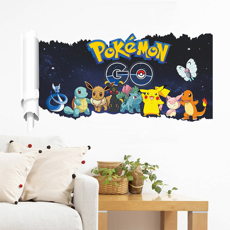 Stiker dinding kartun 4:pikach - Wall Decal Nursery ulasan dan harga