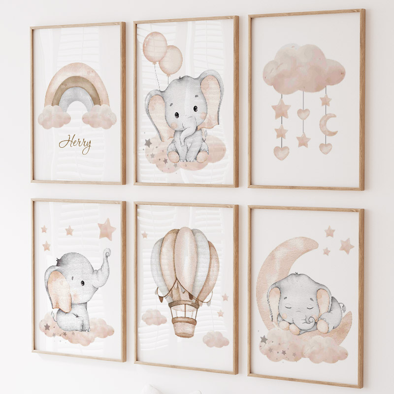 Balon gajah lucu balon panas b - Baby Nursery Posters ulasan dan harga